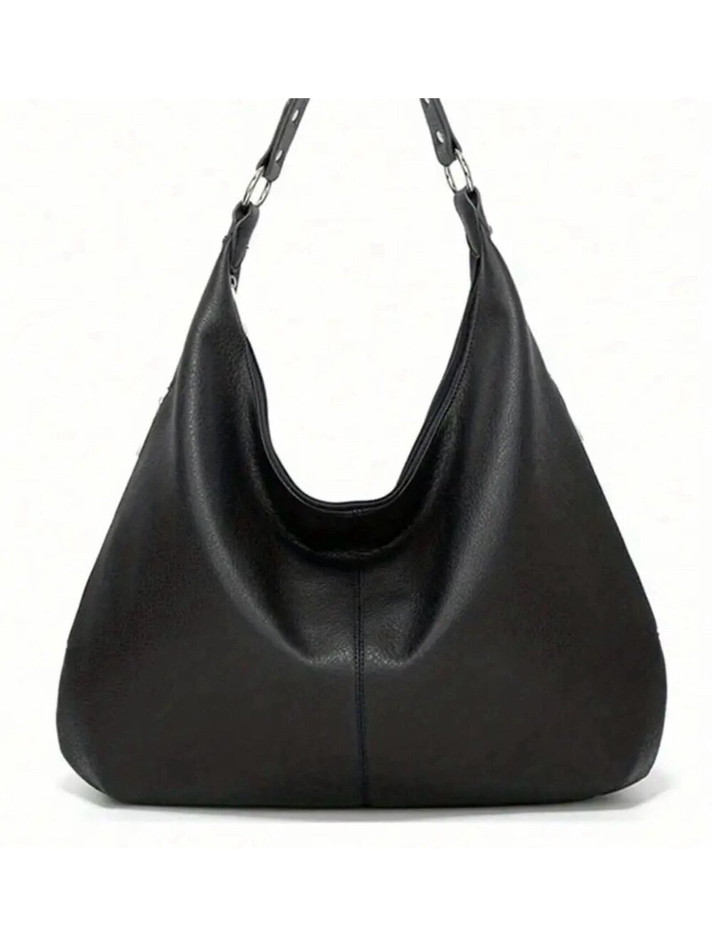New - Simple and Elegant Faux Leather Shoulder Bag - Black